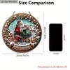 Rustic Christmas Wooden Sign with Santa Claus Pattern - Merry Christmas Round Sign for Front Door, Wall Hanging Decor - Ideal Christmas Decoration