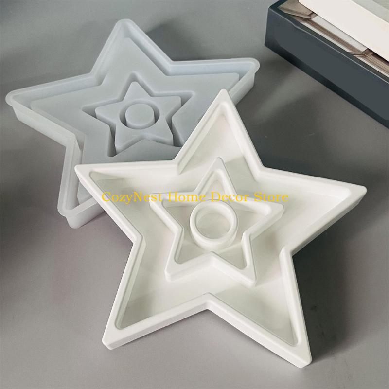 92MF Professional Silicone Star Shape Casting Molds For Crafting Candlestick Candle Holders Bases With Dried Flower Glitters