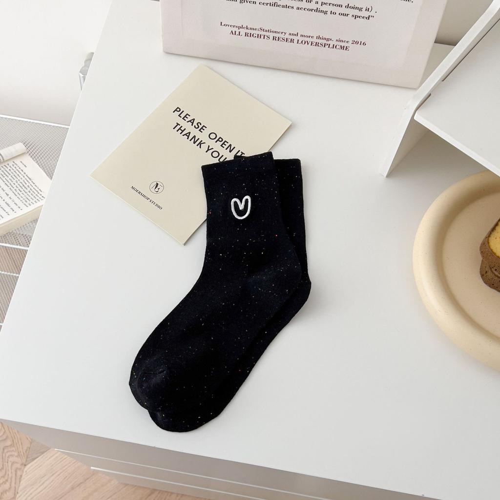 Love Embroidery Ideas Yarn Tube Socks Female Tide Spring And Autumn Internet Celebrity Korean Personality College Style Female Socks