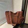 Simple Solid Color Corduroy Shoulder Bags for Women Large Capacity Multi-Pocket Ladies Tote Bag Casual Portable Female Handbags