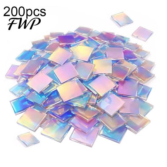 High Transparency Acrylic Squares Mini Iridescent Squares, Translucent Rainbow Pieces, 2cm 3cm Holographic Transparent Craft Tiles for DIY Crafts,
