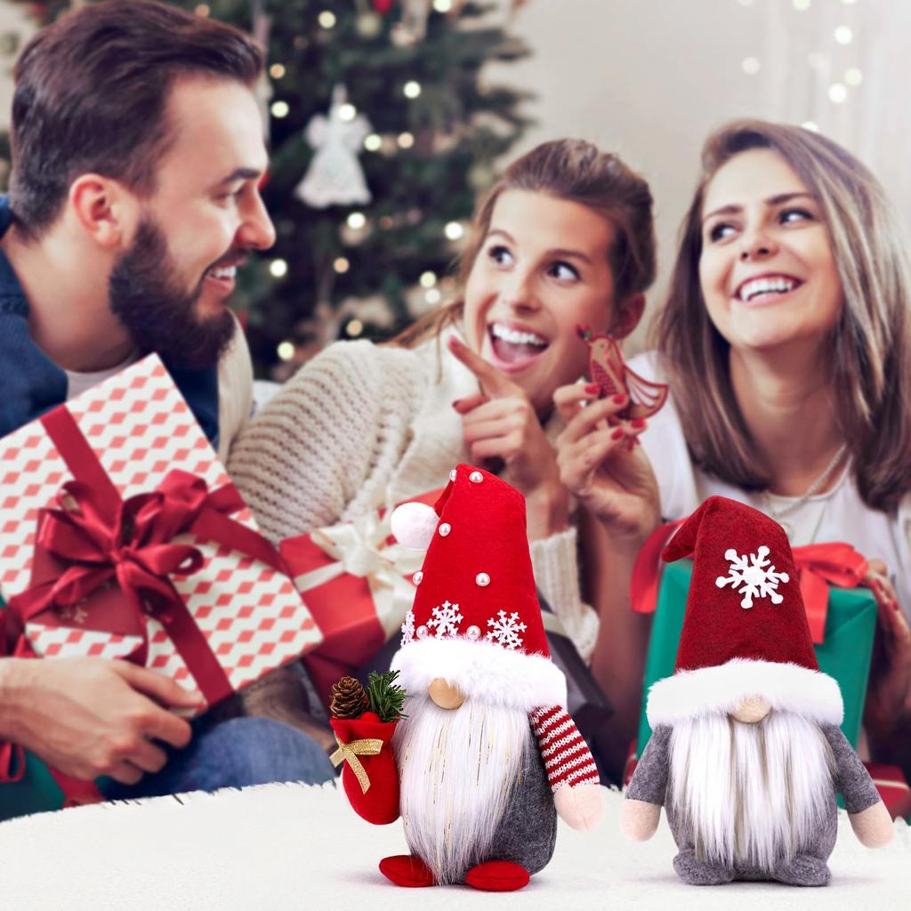 Handmade Christmas Gnome Plush Decor - Scandinavian Xmas Elf for Home, Tiered Tray & Kitchen Gift for Women, Holiday Party