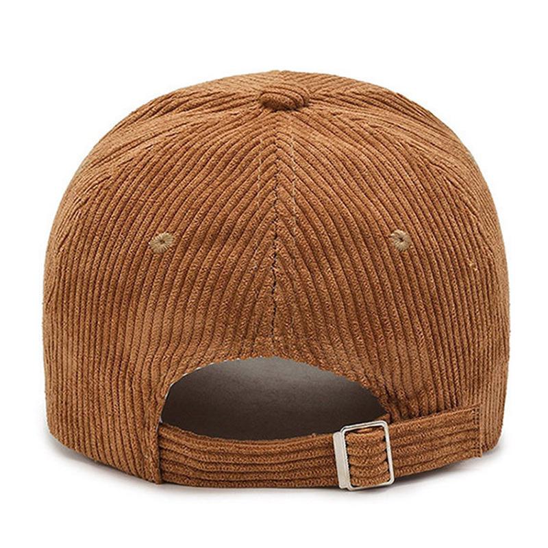 Corduroy baseball cap men's and women's autumn and winter new solid color cap thermal visor fashionable simple hat