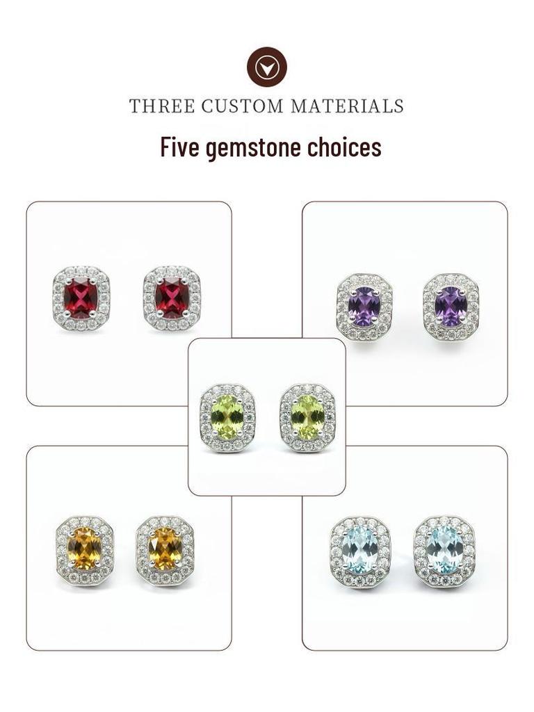 Square Sugar Series Luxury S925 Silver Needle Stud Earrings for Women