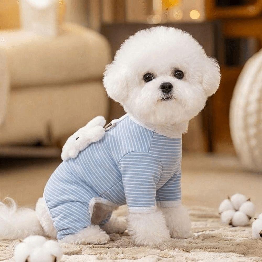 Striped Pet Four Legged Clothes Warm Pet Belly Cover Cute Puppy Warm Pullover Home Wear