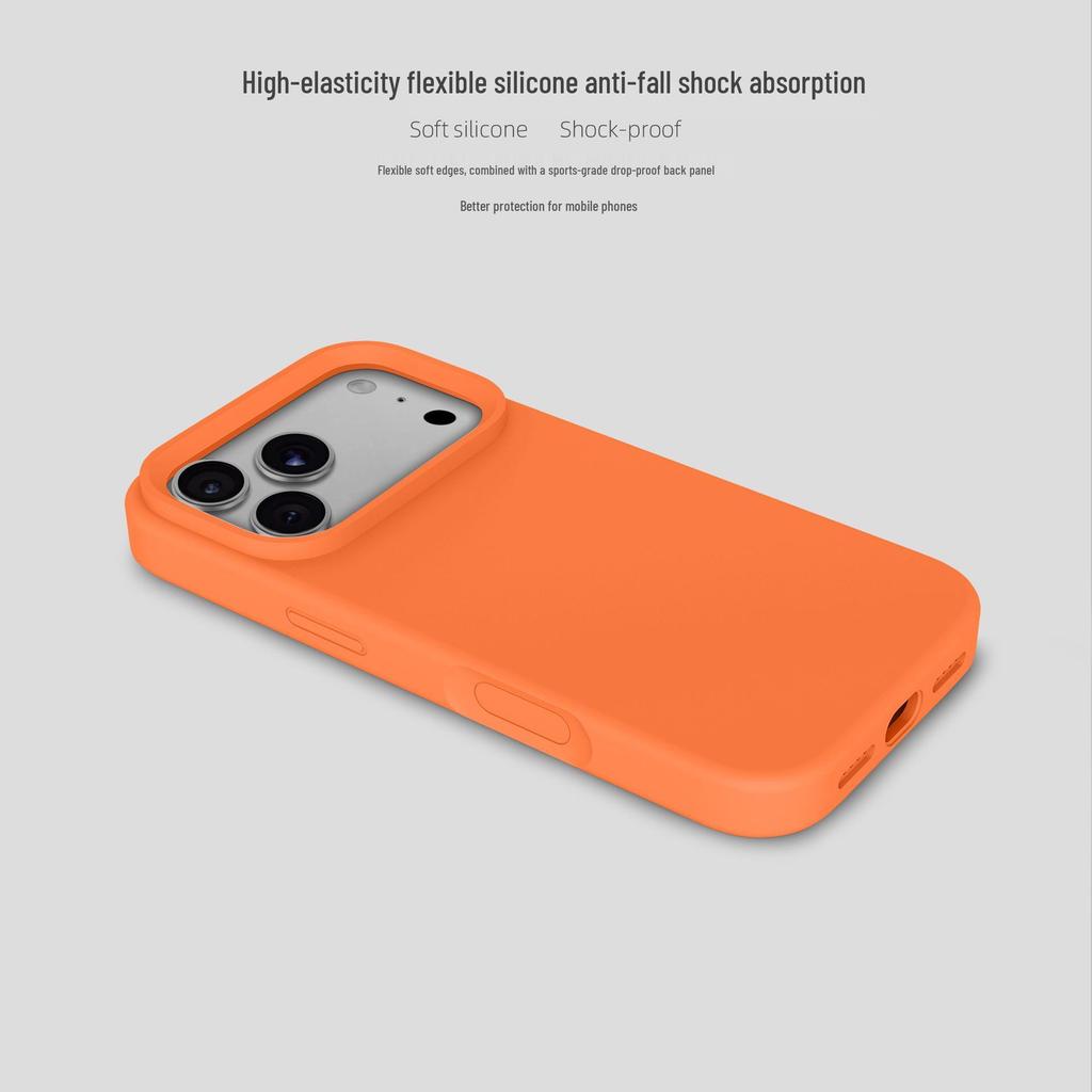 Didelės skylės silikoninis dėklas Apple 17 Pro Max: Oro pagalvės, Atsparus kritimui, Apsauginis, Paprastas dizainas