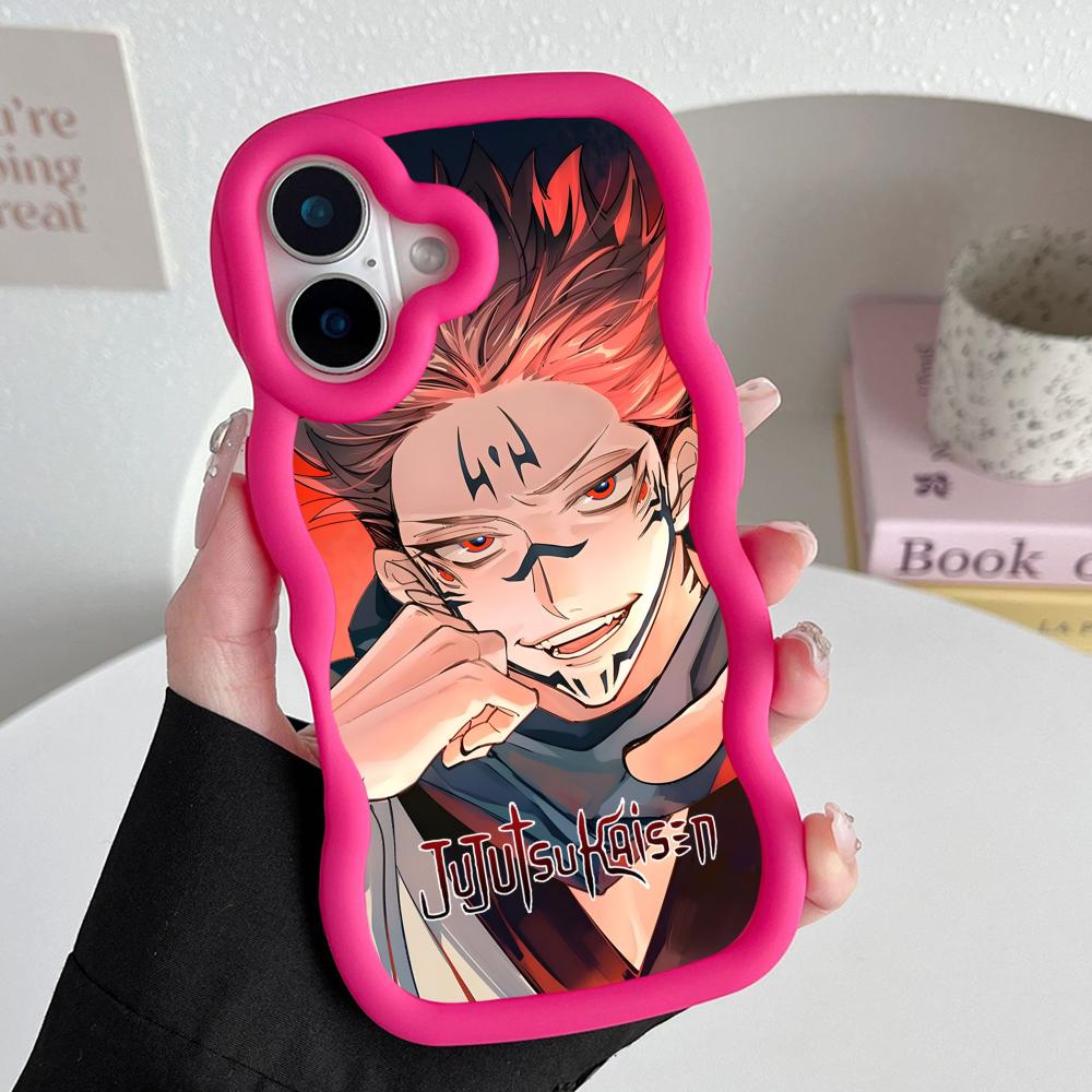 Jujutsu Kaisen Sukuna Mobile Phone Case for iPhone 17 16 15 14 13 12 11 Air Pro Max Plus Wavy Edge TPU Colorful Cover Luxury