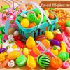 Kids' Pretend Play Kitchen Set: Vegetables, Pizza, and Fruit Cutting Fun