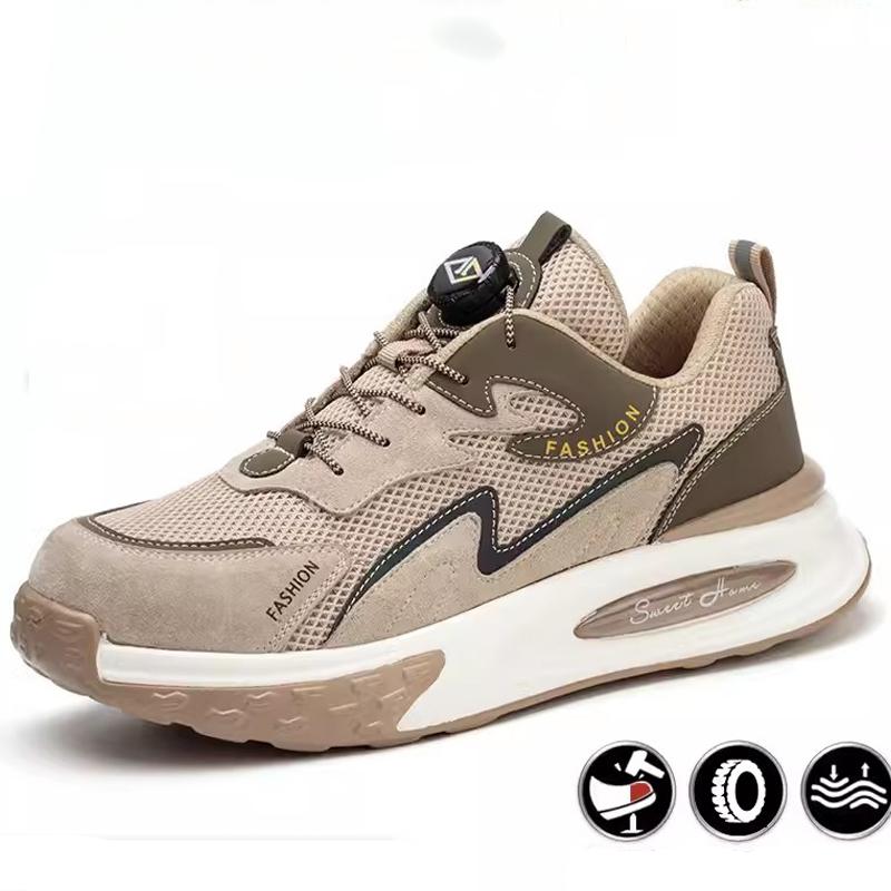 

Rotating Button Security Shoes Breathable Work Shoes Men Puncture-Proof Safety Shoes Indestructible Protective Steel Toe Shoes 38