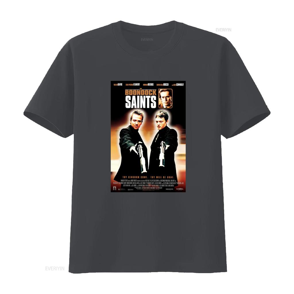 The Boondock Saints Movie Poster Inspired Black T Shirt Cool Design for Fans Vintage Washed Soft Graphic Homme Stretched