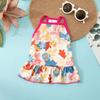 Cute Floral Pet Dog Sundress Soft Breathable Fabric Ruffle Hem For Small Dogs Summer Outdoor Daily Wear