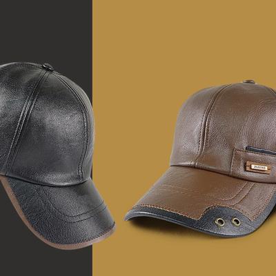 Podzimní Zimní kožená kšiltovka Pánská kšiltovka Peak Peak Velvet Čepice středního věku