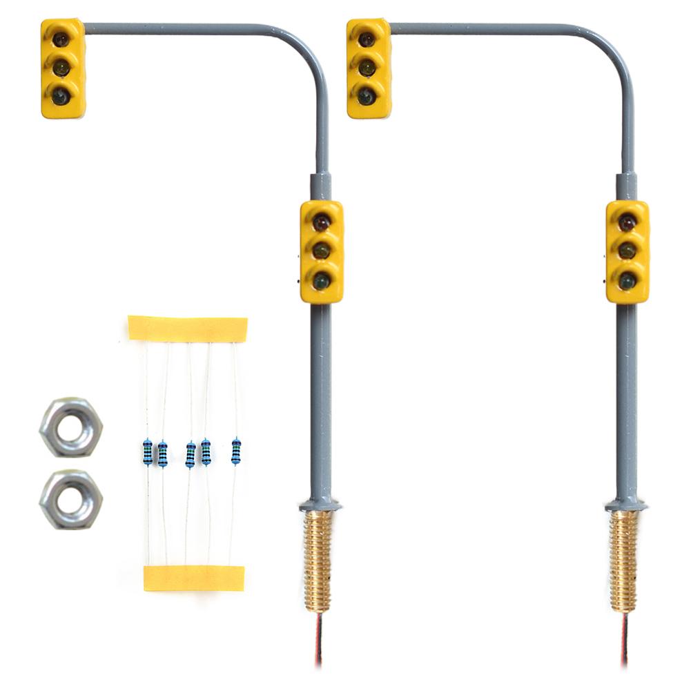 2pcs/set Traffic Light Model HO/OO Scale Cross Walk LED Pedestrian Street Signal 20mA With Resistor Railway Train Layout Kit