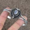 Rainbow Moonstone Gemstone 925 Sterling Silver Cuff Bangle Adjustable KKG-208
