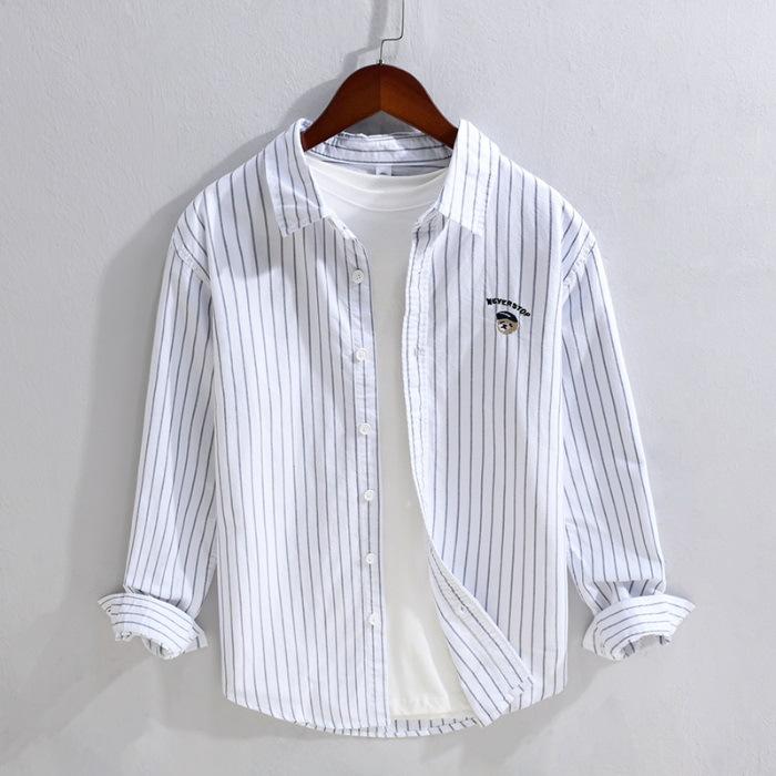 Spring New Japanese Striped Shirt Versatile Japanese Single Wear Pure Cotton Long-sleeved Shirt
