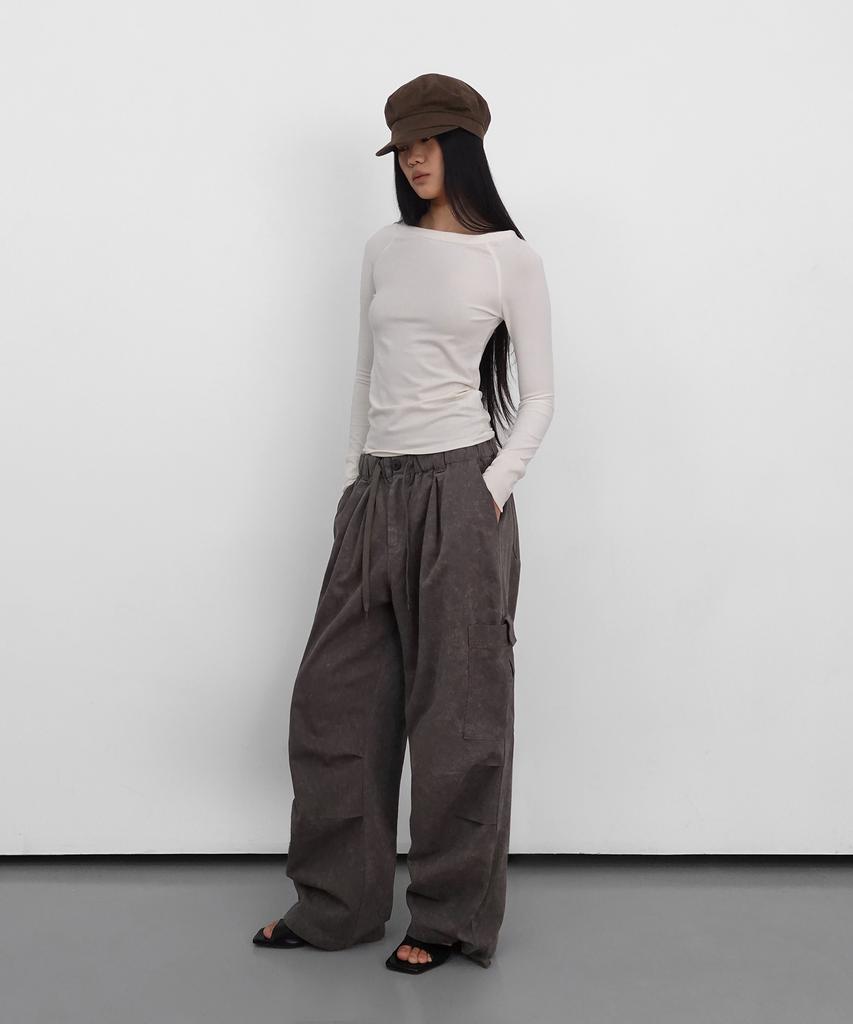 Saendeulig Wide Cargo Cotton Pants_Brown
