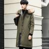 Korean Style Hooded Loose Extended Down Jacket for Men and Women Thickened Large Fur Collar Youth Jacket