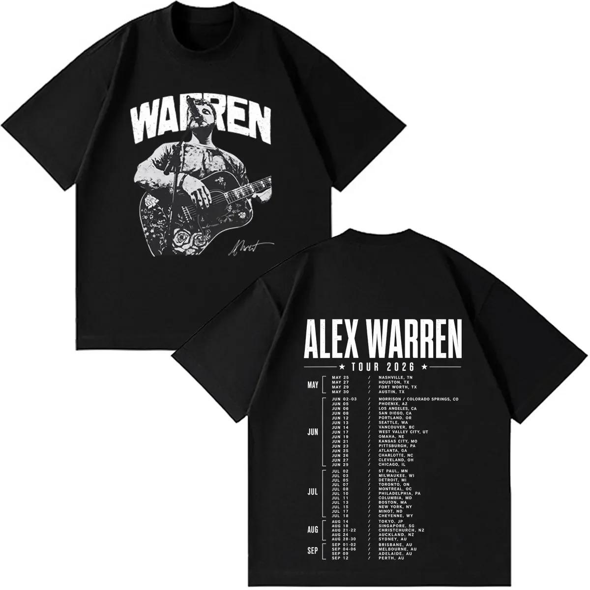Unisex Black Cotton T-Shirt | Alex Warren Tour 2026 Concert Graphic Fashion T-shirt 4XL