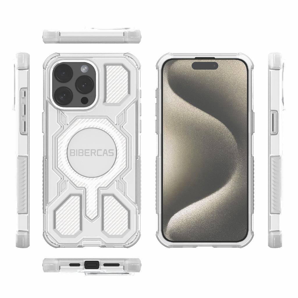 BIBERCAS J-16 Transparent Series For iPhone 15 Pro Max Case Compatible with MagSafe TPU+PC Phone Cover