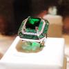 New Simulation Emerald Tourmaline Opening Ring Female  Silver Luxury Princess Square Full Diamond Ring Party Gift