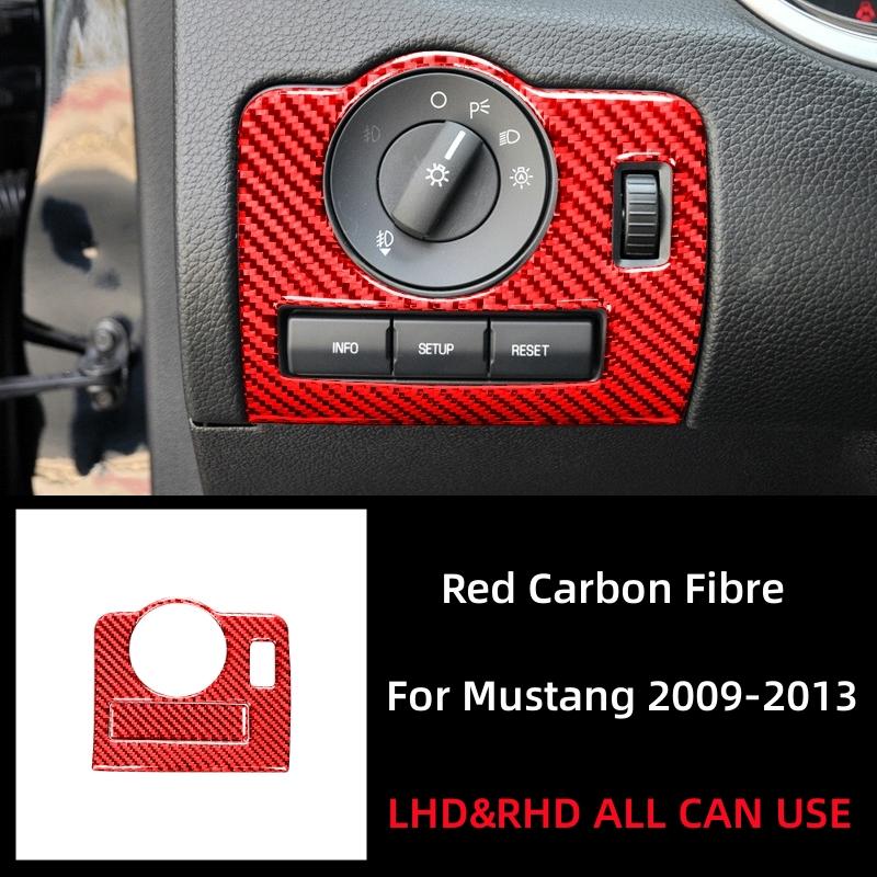 

For Ford Mustang 2009 2010 2011 2012 2013 2014 Accessories Carbon Fiber Car Headlight Switch Buttons Frame Sticker Trim Cover