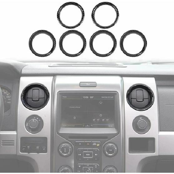 Carbon Fiber Air Condition Vent Outlet Trim Decor Ring For Ford F150 2009-2014