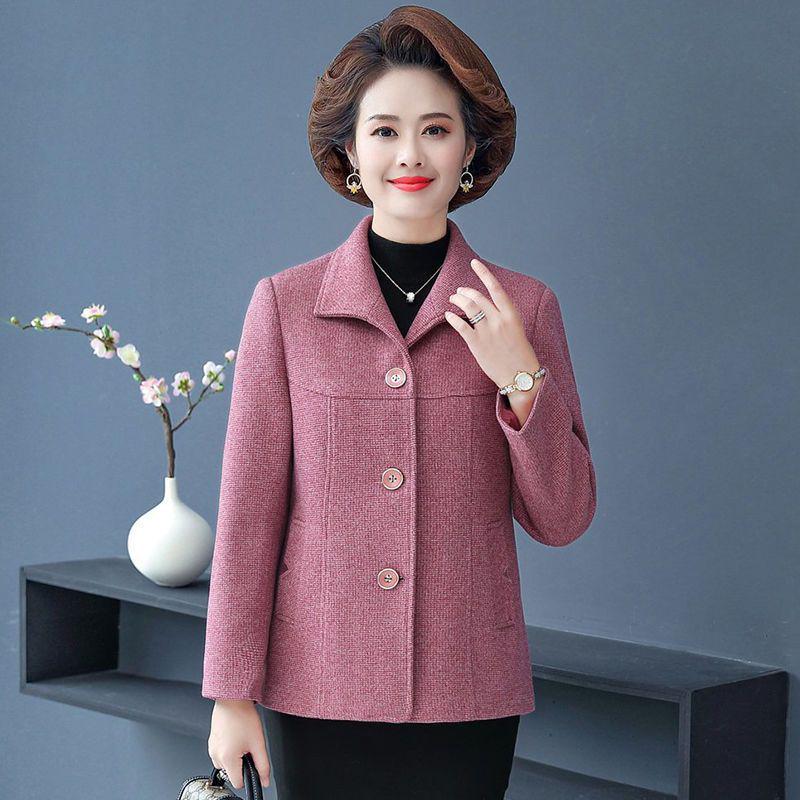 Women's Wool Coat for Ages 40-60: Thickened Autumn & Winter Overcoat with Cotton - Short Style