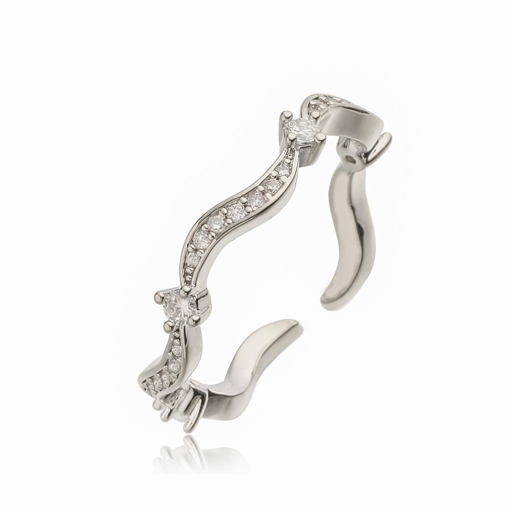 HECHENG,Korean Minimalist Style Fashion Wavy CZ Stone Chain Necklace/Bracelet/Ring Collar Zircon Gift Selection 1 Pc