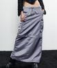 Nasnoing 2-Way Satin Maxi Cargo Skirt (Steel Gray)