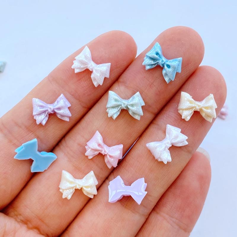 100Pcs New Cute Mini 7*10mm Small Bowknot Series Resin Flatback Cabochon Scrapbook Kawaii Embellishments Accessories