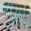 12 Grids 3D Nail Art Rhinestones Flat Bottom Square Rhombus Nail Art Charms Five-pointed Star/Heart Mixed-Shapes