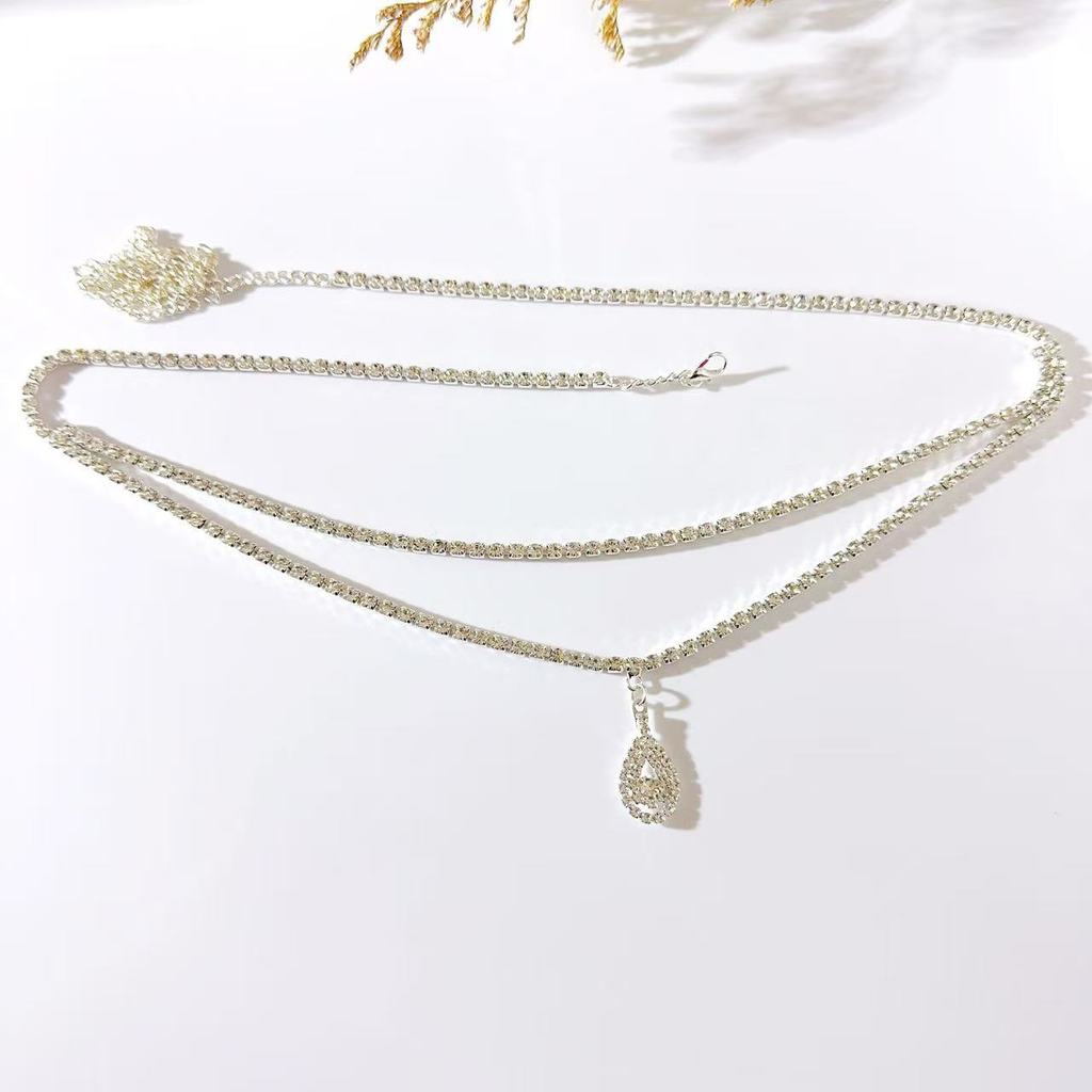 Water Dazzle Heart Waist Chain With Electroplated Finish For Nightclub And Beach Wear
