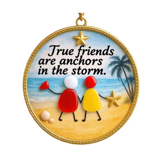 Friendship Sea Glass Decoration Handmade Acrylic Friendship Seaglass Art Hanging Ornament Home Office Holiday Party Decor