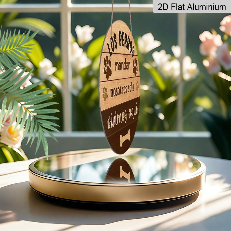 2D Flat, 1pc 7.87*7.87 Inch Round Spanish Aluminum Sign, Vintage Decorative Plaque About "Dogs Rule, We Just Live Here", Pet Themed, Suitable for