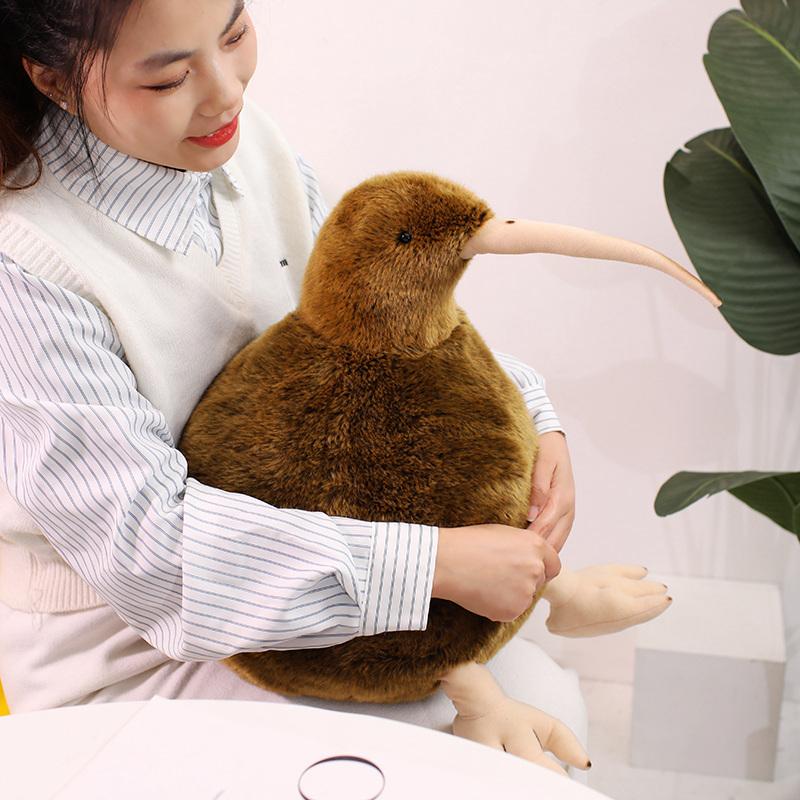 Simulation Brown Kiwi Bird Plush Pendant Stuffed Fluffy Animal Small Plushie With Lobster Clip Decor For Bag Gift