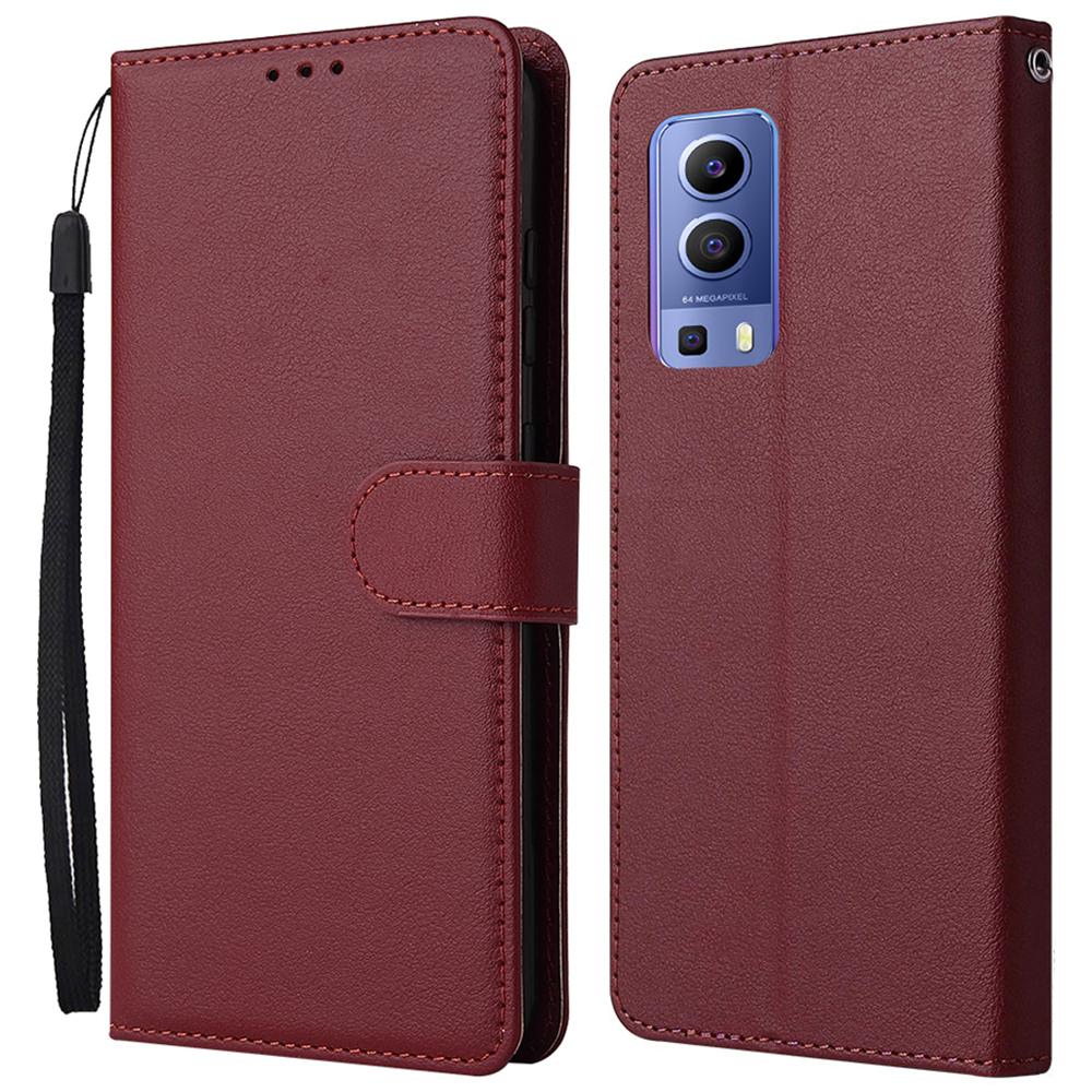 

Чехол-кошелек для телефона vivo Y75s 5G/T1x 5G/Y72 5G/iQOO Z3/Y53s 4G/Y53s/Y52 5G из ПУ кожи Wine Red