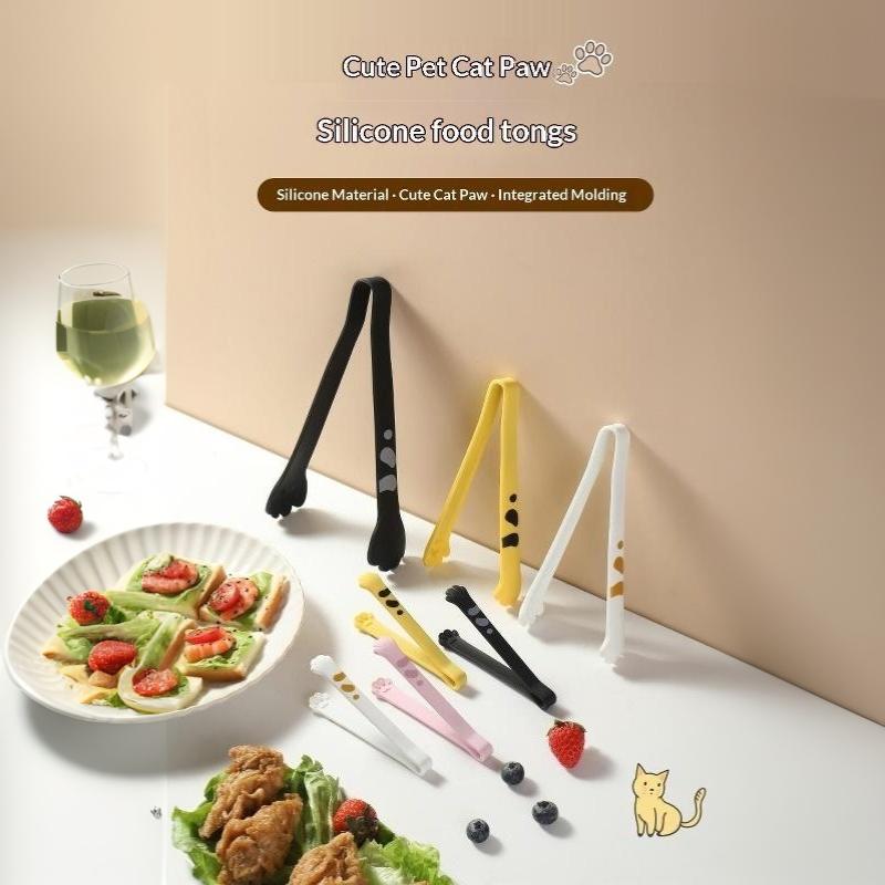 Cute Cat Paw Food Serving Tongs Non-slip Heat Proof 1PC Food Grade for Baking Barbecue Sandwich Ice Kitchen Use