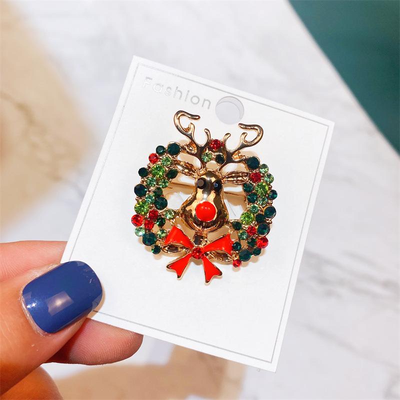 Yimu Alloy Christmas Brooch - Santa Claus & Tree Ornament Corsage