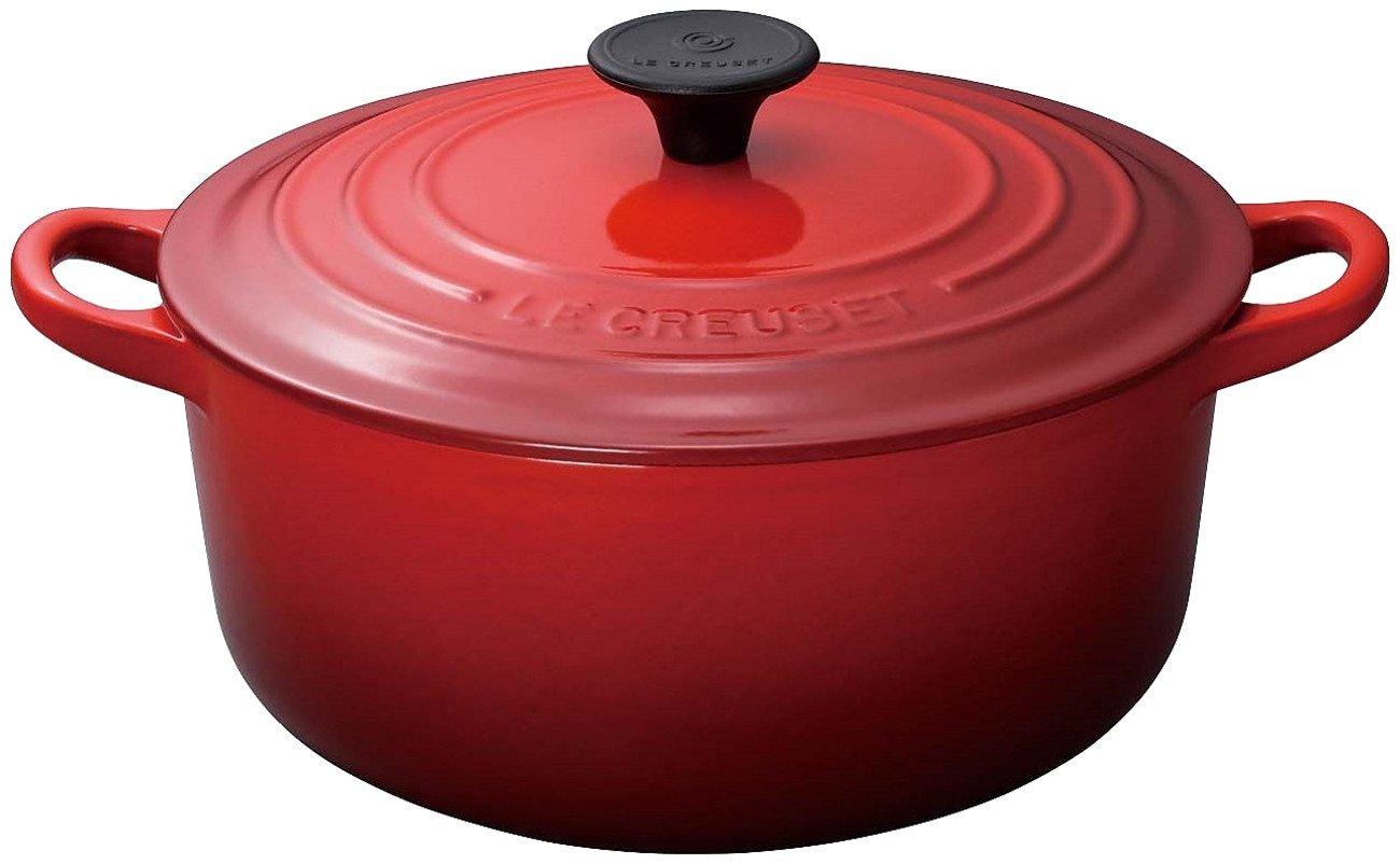 Le Creuset Cast Iron Enameled Pot Cocotte Ronde 20 cm Cherry Red Gas IH Oven Compatible