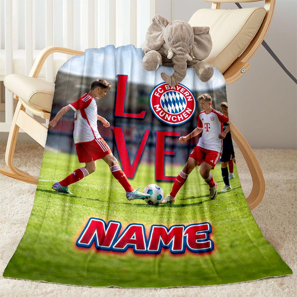 Bayern Munich Fan Gear Customize Your Name Blanket Throw Customizable Blanket Ultra-Soft Throw For Nap Chair Bed Sofa Ideal for All Seasons