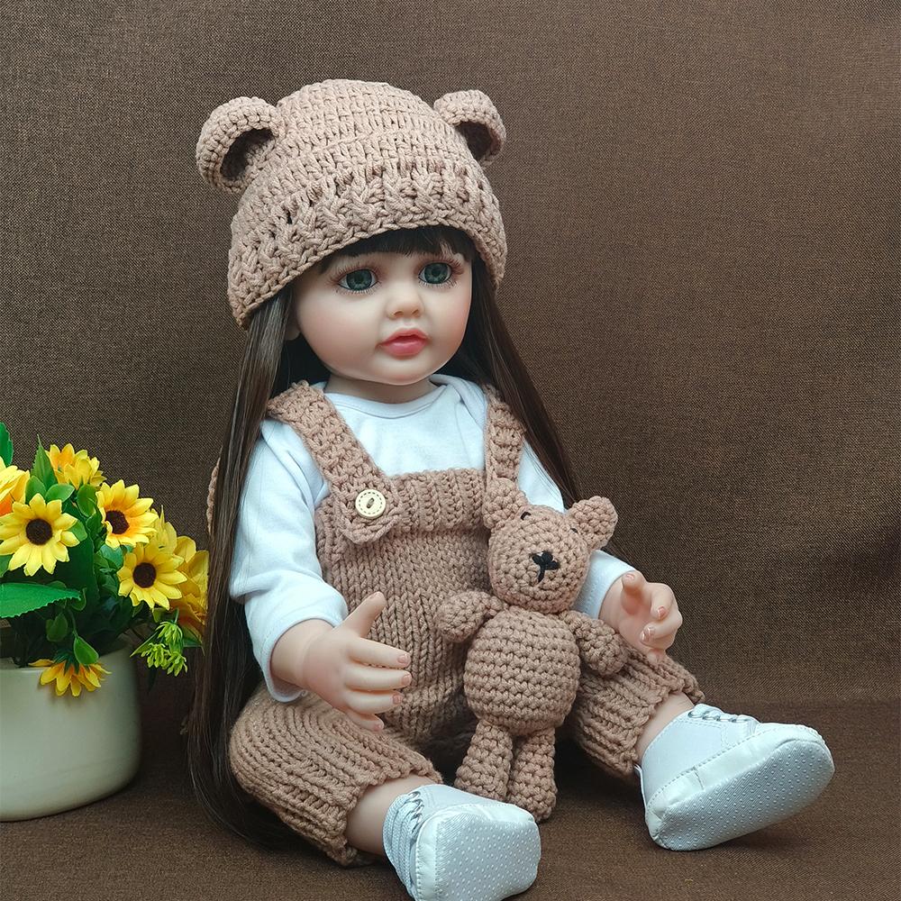 55 см 22 дюйма куклы реборн реалистичные полностью силиконовые детские Bebe виниловые — фото 3