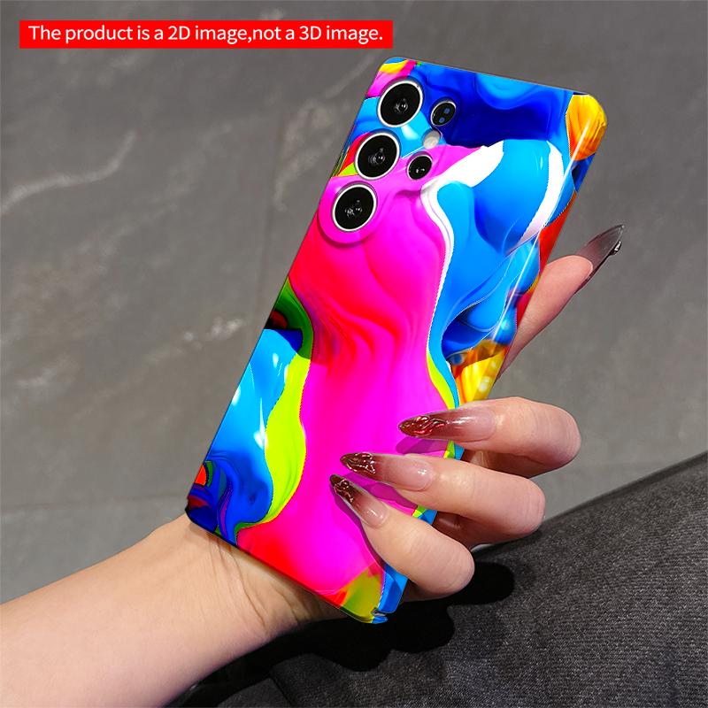 2DFlat Samsung Phone Case Vibrant Liquid Color Flow Phone Case Applicable To Galaxy S23 S24 S25ULTRA S26 A12 A14 A15 A16 A54 A55