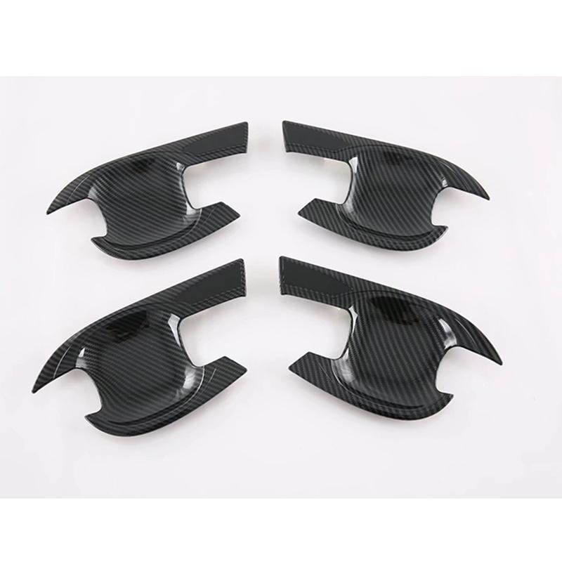 For Kia Mohave Borrego HM2 - Carbon Fiber Style Door Handle Bowl Cover Cup Cavity Trim ert Catch Molding Garnish