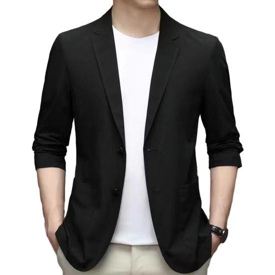 Herredressfrakk Revers Langermet Knapper Placket Dressjakke med Lommer Ensfarget Solbeskyttelse Tynn Business Overbekledning