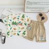 Children's Set Summer Children's Clothing Cartoon Full Printed Dinosaur Short Sleeved Baby T-shirt Boys' Summer Set