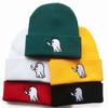 Unisex Student Hip-hop Cute Cartoon Hat with Ghost Embroidery, Knitted Beanie, Outdoor Sports Warm Hat