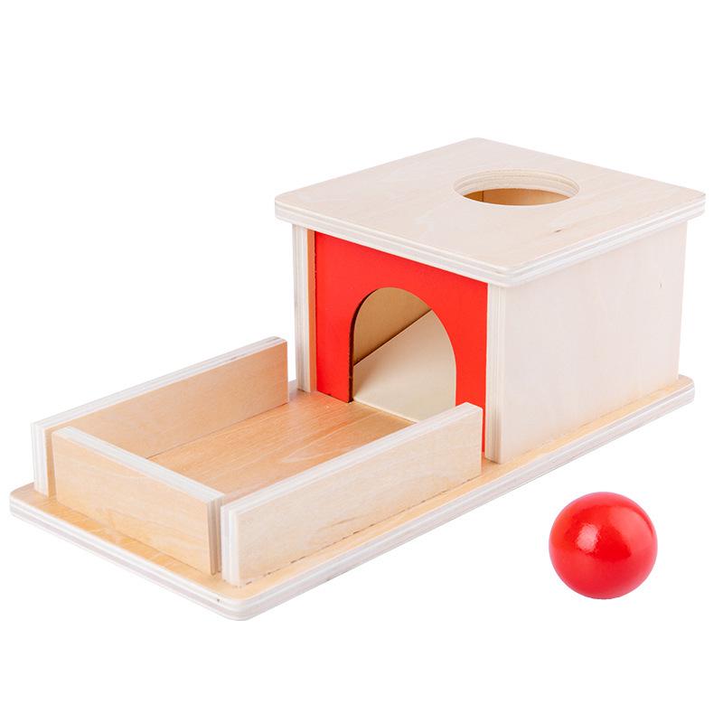 Montessori Wooden Coin Box Textile Drum Educational Toy for Ages 1-3