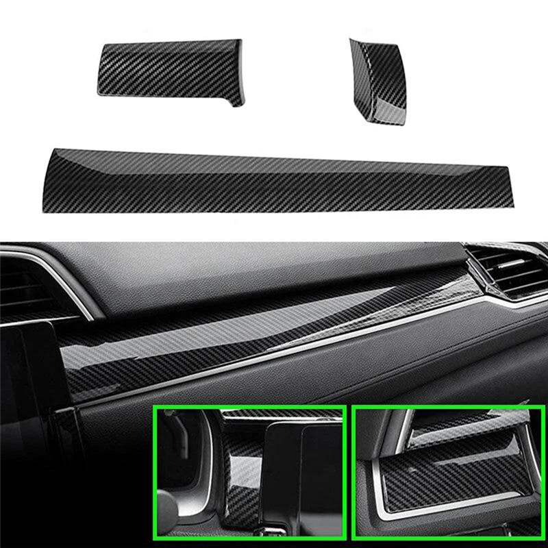 Car Interior Dashboard Panel Cover Trim Styling For Honda Civic 10Th Gen 2016 2017 2018 - Carbon Fiber Look