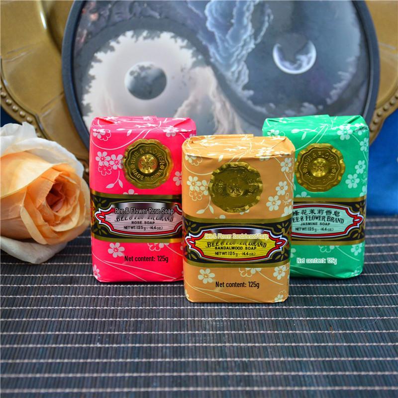 Bee & Flower Sandalwood Soap - 125g Classic Jasmine Rose Cleansing Bath Bar