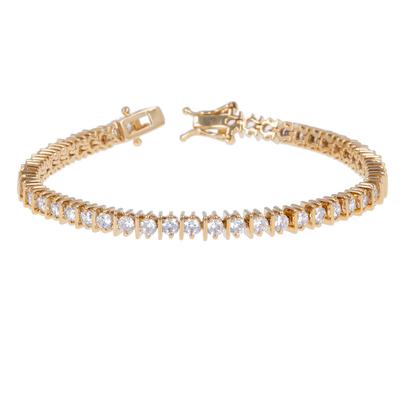 [R7209] - Gold-plated Bracelet 'Rivières De Cristal' White Gold - 19 Cm 5 Mm